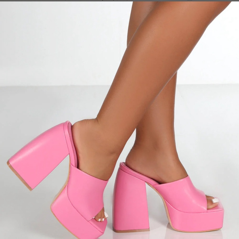 public desire pink chunky heels